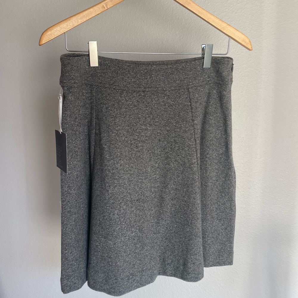 Grey Flare Cotton Side Zip Skirt Small